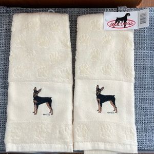 Set of Miniature pinscher decorative hand towels